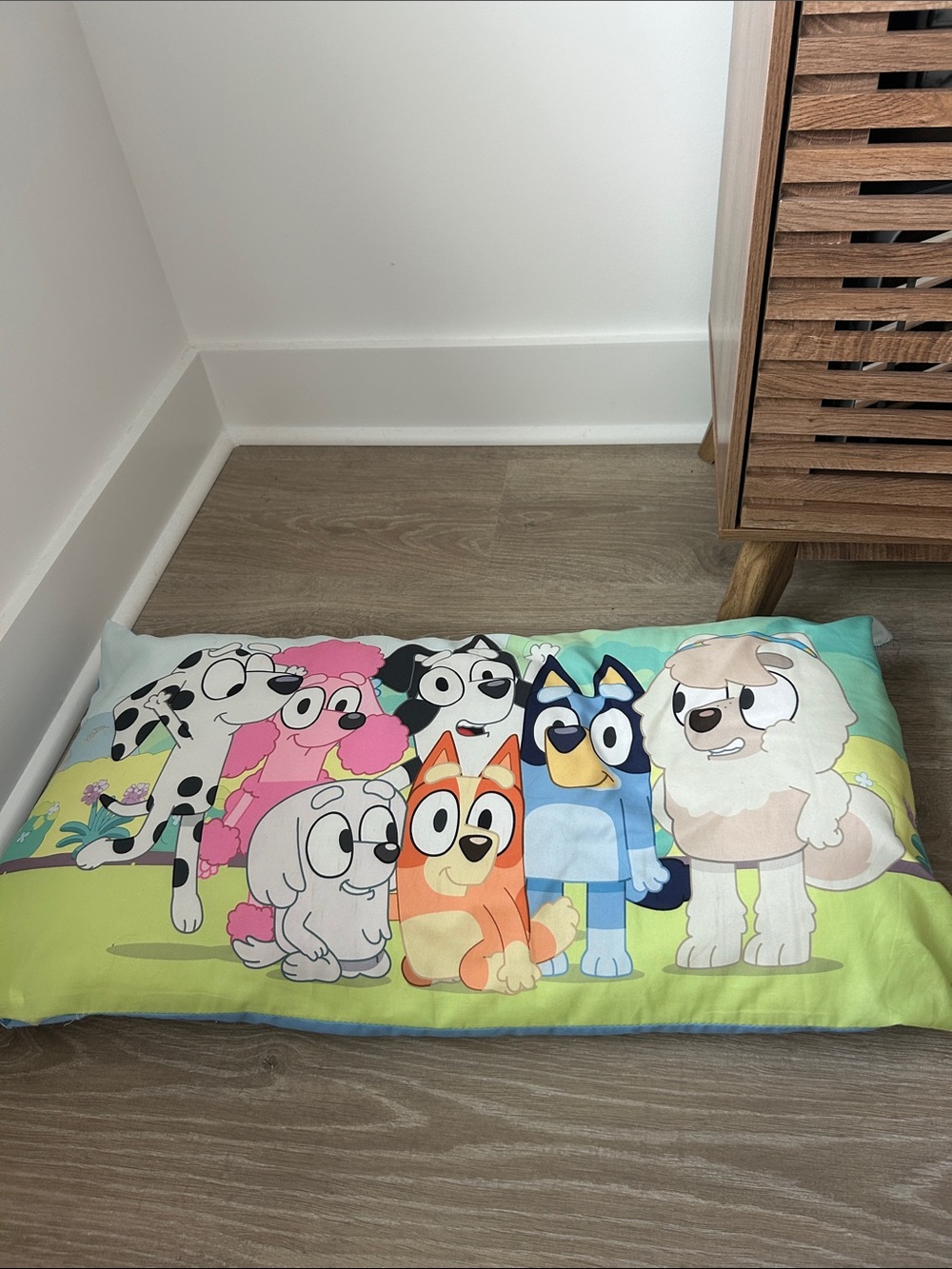 Children's Cartoon Dogs Pillowcase in Green and Blue - Playful Bedding